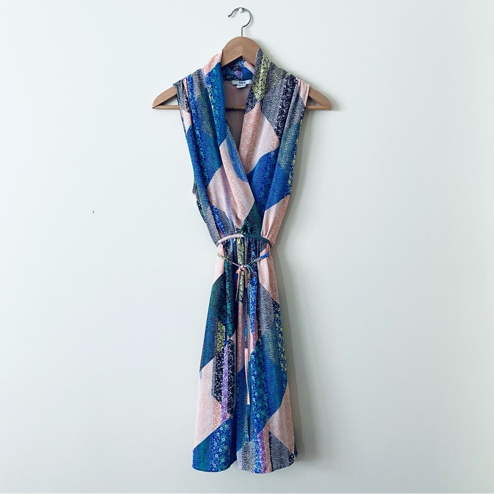 Bar lll Abstract Geometric Patchwork Floral Dress With Pockets Size XXL